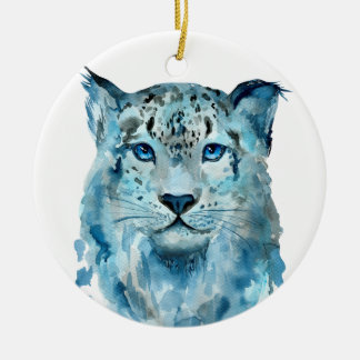 Waterverf Snow Leopard Keramisch Ornament