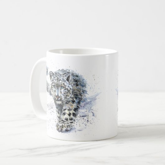 Waterverf Snow Leopard Koffiemok (Voorkant links)