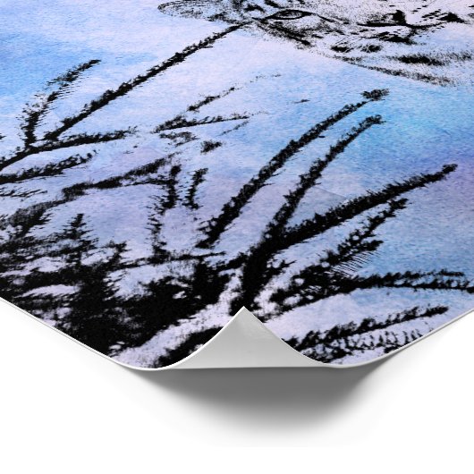 Waterverf Snow Leopard Poster (Hoek)