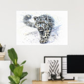 Waterverf Snow Leopard Poster (Thuiskantoor)