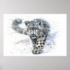 Waterverf Snow Leopard Poster