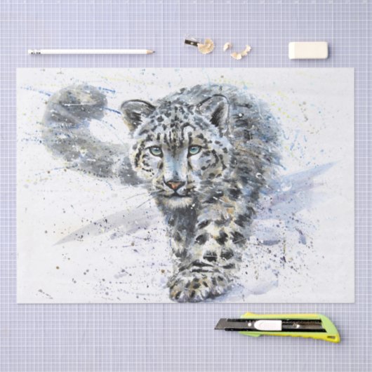 Waterverf Snow Leopard Tissuepapier (Craft)