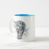 Waterverf Snow Leopard Tweekleurige Koffiemok (Voorkant links)
