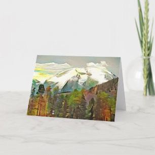 Waterverf Snow Mountain Art Kaart