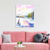 Waterverf Snow Mountain Print (Insitu (Woonkamer))