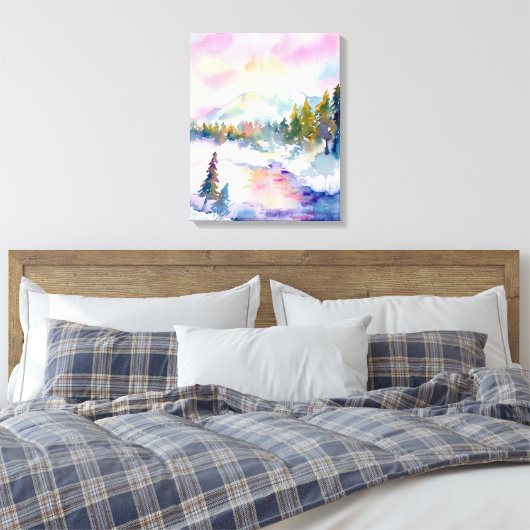 Waterverf Snow Mountain Print (Insitu (Slaapkamer))