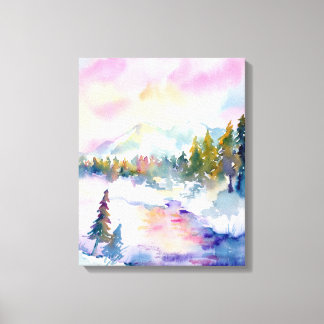 Waterverf Snow Mountain Print