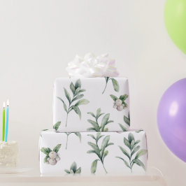 Waterverf Snowberries en Wintergroen Cadeaupapier