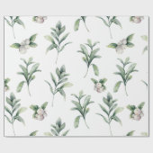 Waterverf Snowberries en Wintergroen Cadeaupapier (Vlak)