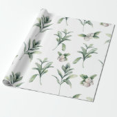 Waterverf Snowberries en Wintergroen Cadeaupapier (Uitgerold)