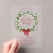 Waterverf Snowberry Greenery Krans Vakantie Feest Acryl Uitnodigingen (Insitu (Draagbaar))