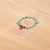 Waterverf Snowberry Greenery Krans Vakantie Feest Acryl Uitnodigingen (Laagn)