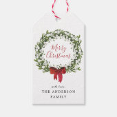 Waterverf Snowberry Greenery Wreath Holiday Cadeaulabel (Voorkant)