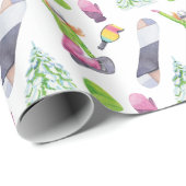 Waterverf snowboarden cadeaupapier (Rol Hoek)