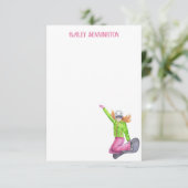 Waterverf snowboarden gepersonaliseerd bedankkaart (Staand voorkant)