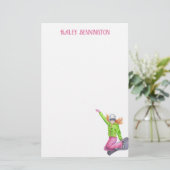 Waterverf snowboarden gepersonaliseerd briefpapier (Staand voorkant)
