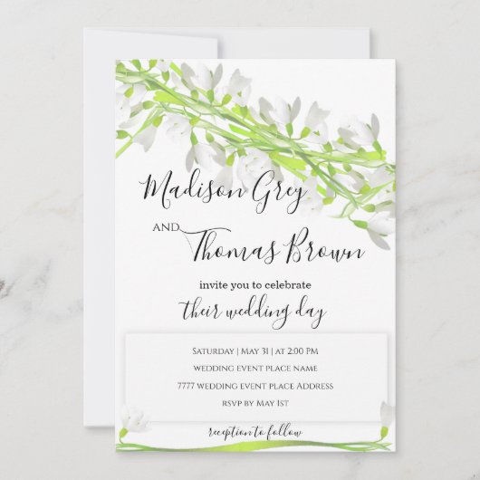 Waterverf Snowdrops Art Floral Wedding Invitation Kaart (Voorkant)