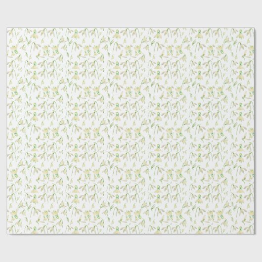 Waterverf Snowdrops Patroon Cadeaupapier (Vlak)