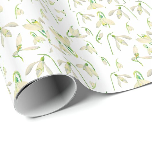 Waterverf Snowdrops Patroon Cadeaupapier (Rol Hoek)