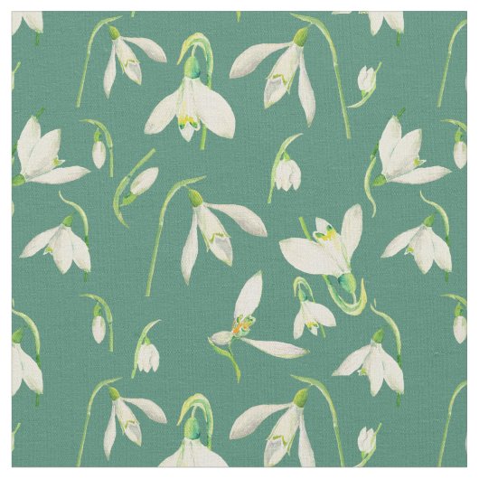 Waterverf Snowdrops Patroonstructuur Stof (Close Up)