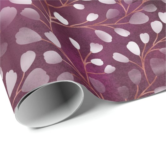 Waterverf Snowdrops Plum/Copper ID726 Cadeaupapier (Rol Hoek)