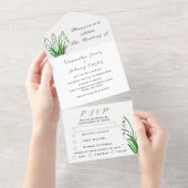 Waterverf Snowdrups White Floral Wedding All In One Uitnodiging (Afscheurbaar)