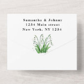 Waterverf Snowdrups White Floral Wedding All In One Uitnodiging (Achterkant)