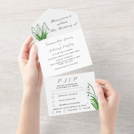 Waterverf Snowdrups White Floral Wedding All In One Uitnodiging