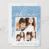 Waterverf Snowfall | Hanukkah Photo Collage Kaart (Voorkant)