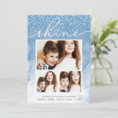 Waterverf Snowfall | Hanukkah Photo Collage Kaart (Staand voorkant)