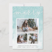 Waterverf Snowfall | Holiday Photo Collage Card Feestdagenkaart (Voorkant)