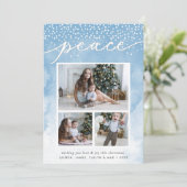 Waterverf Snowfall | Holiday Photo Collage Card Feestdagenkaart (Staand voorkant)