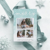 Waterverf Snowfall | Holiday Photo Collage Card Feestdagenkaart