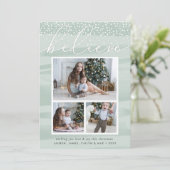 Waterverf Snowfall | Holiday Photo Collage Card Feestdagenkaart (Staand voorkant)