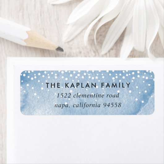 Waterverf Snowfall Holiday Return Address Labels (Insitu)