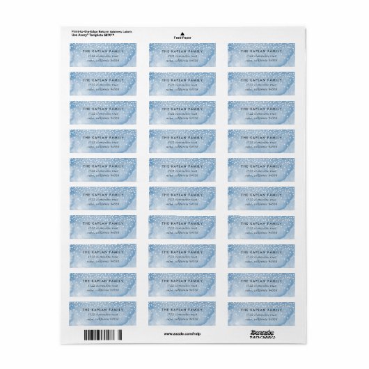 Waterverf Snowfall Holiday Return Address Labels (Full Sheet)