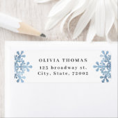 Waterverf Snowflake Blue kerstretour-adres Etiket (Insitu)
