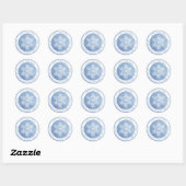 Waterverf Snowflake Blue kerstretour-adres Ronde Sticker (Vel)