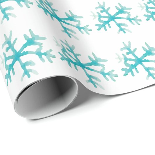 Waterverf Snowflake Blue Winter Cadeaupapier (Rol Hoek)