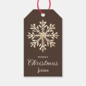 Waterverf Snowflake Brown Custom Christmas Cadeaulabel (Voorkant)
