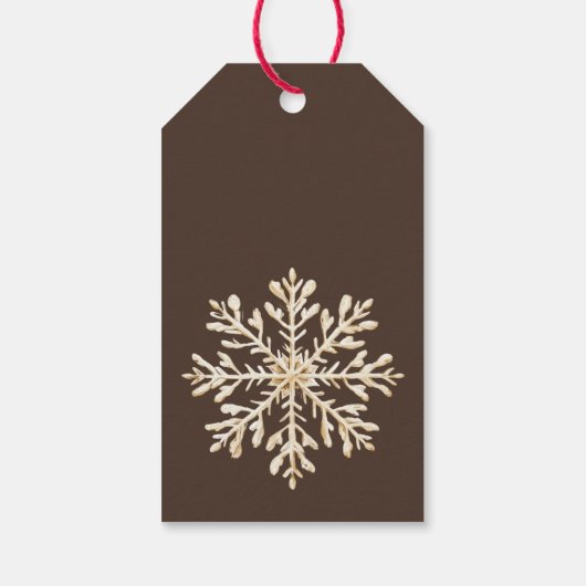 Waterverf Snowflake Brown Custom Christmas Cadeaulabel (Achterkant)