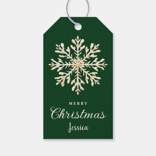 Waterverf Snowflake Green Custom Christmas Cadeaulabel (Voorkant)