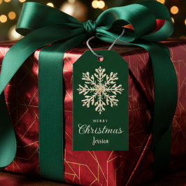 Waterverf Snowflake Green Custom Christmas Cadeaulabel