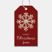 Waterverf Snowflake Red Custom Christmas Cadeaulabel (Voorkant)
