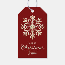 Waterverf Snowflake Red Custom Christmas Cadeaulabel