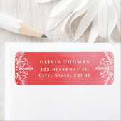 Waterverf Snowflake Red-kerstretouradres Etiket (Insitu)