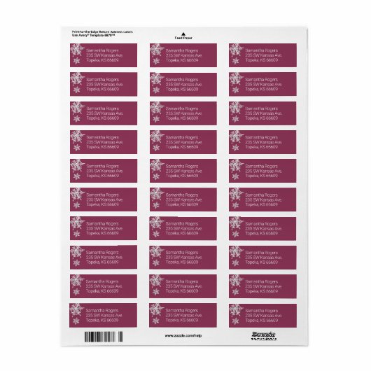 Waterverf Snowflake Return-adreslabels Etiket (Full Sheet)