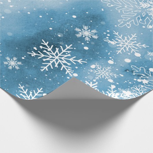 Waterverf Snowflake Sneeuwwinter Kerstnacht Cadeaupapier (Hoek)