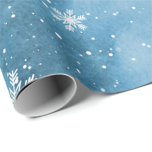 Waterverf Snowflake Sneeuwwinter Kerstnacht Cadeaupapier (Rol Hoek)