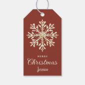 Waterverf Snowflake Terracotta Custom Christmas Cadeaulabel (Voorkant)